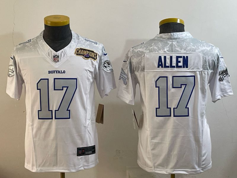 Youth 2025 Buffalo Bills 17 Allen white 5th generation Throwback Nike Limited NFL Jersey style 05